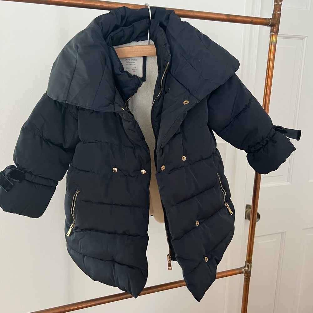 Navy Zara winter coat 2/3